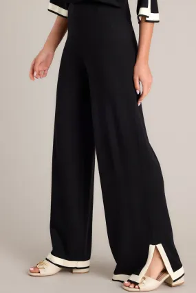 Bold Symphony Split Hem Black Sweater Pants