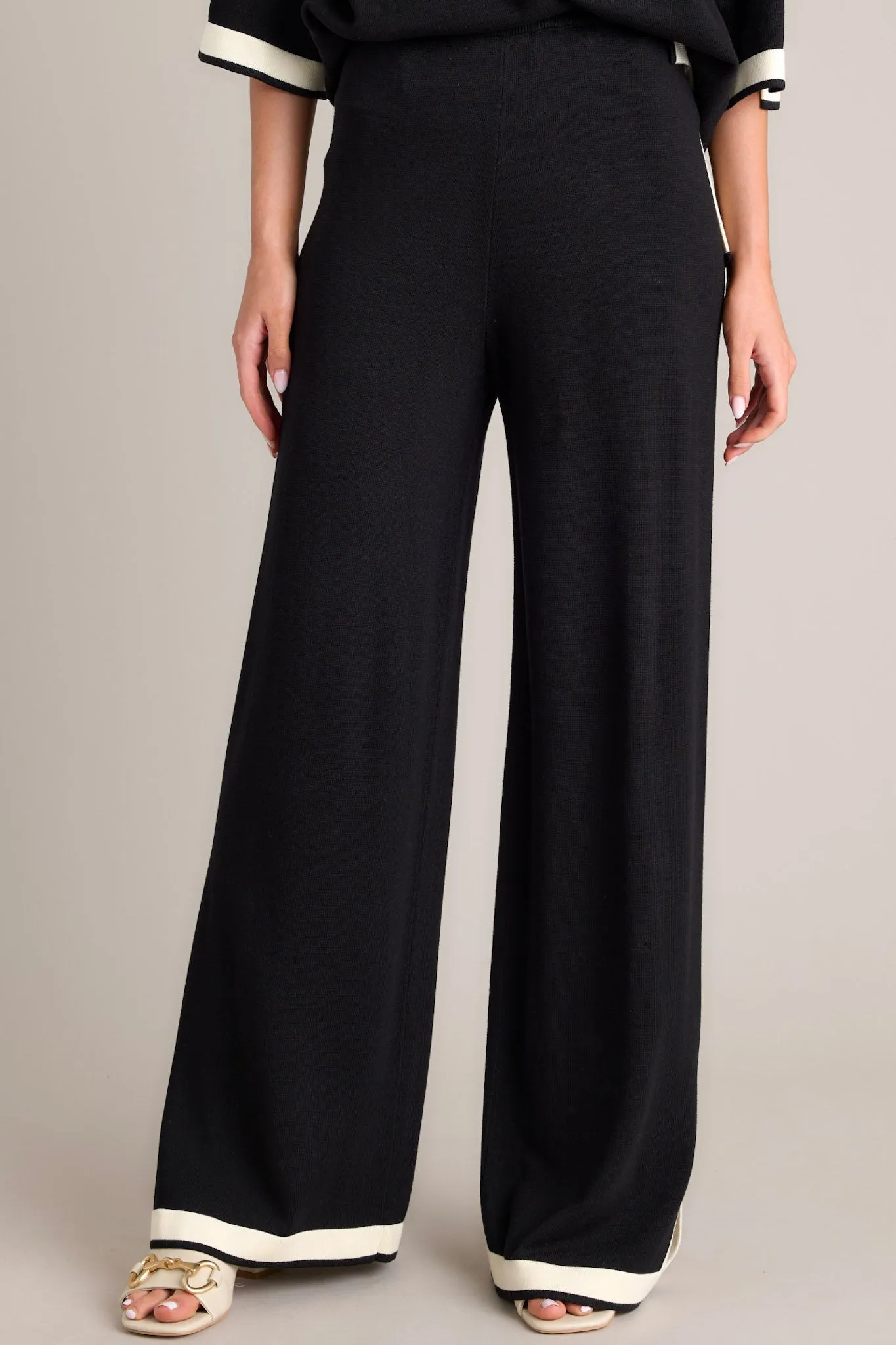 Bold Symphony Split Hem Black Sweater Pants