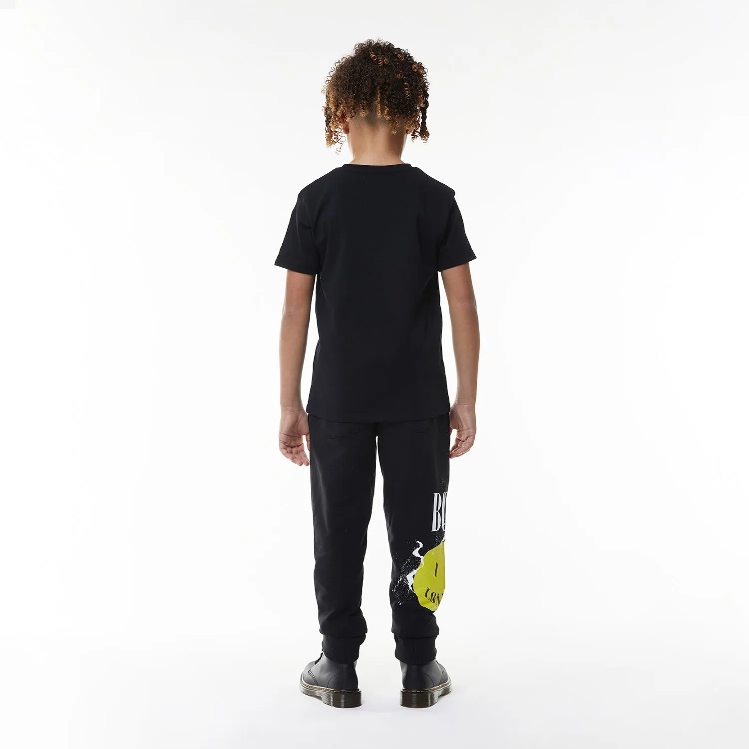 BOY KIDS TEXT GRAPHIC T-SHIRT - BLACK