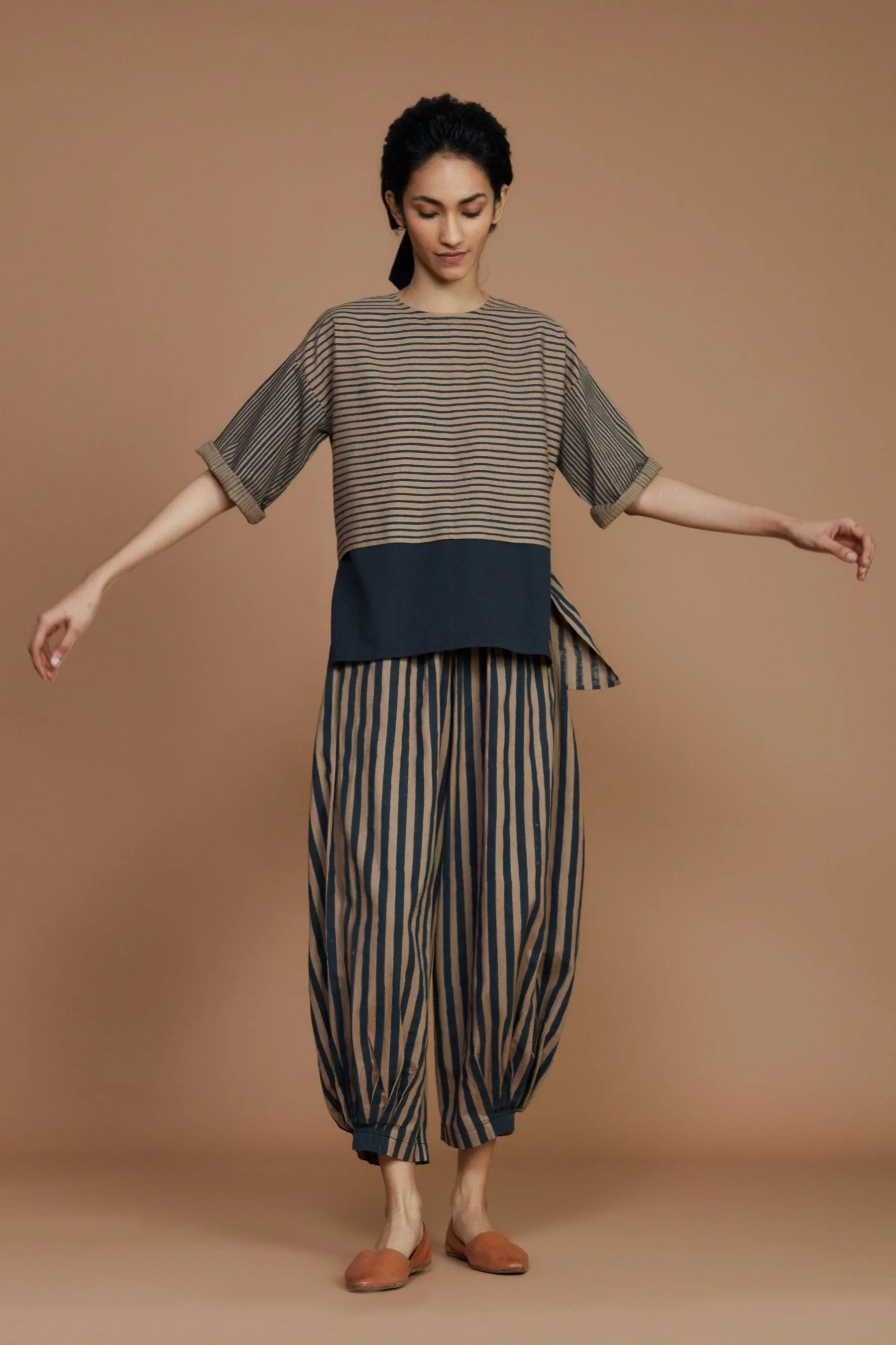 Brown with Charcoal Striped NHera Pants (Ready to Ship)