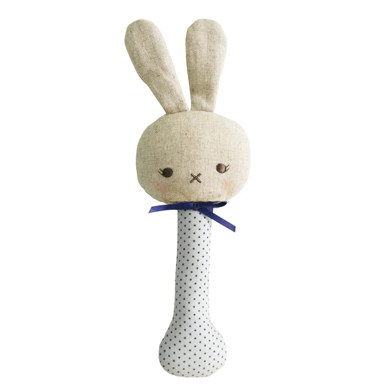 Bunny Stick Rattle - Navy Spot