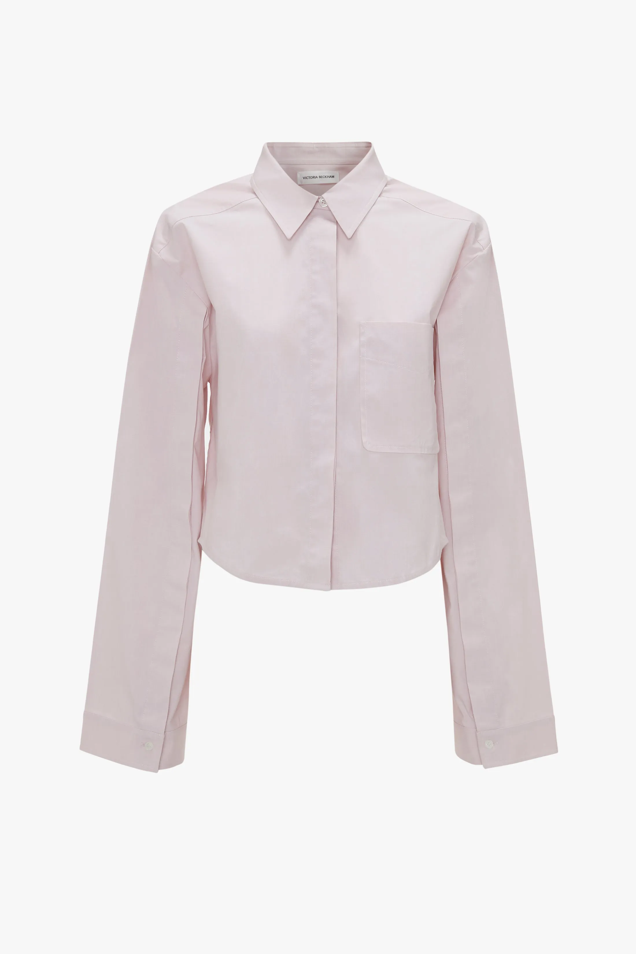 Button Detail Cropped Shirt In Rose Quartz