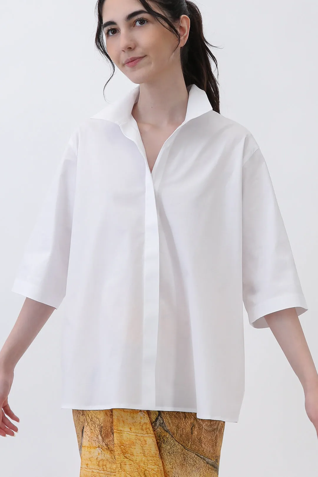 CAMP SHIRT IN ITALIAN COTTON POPLIN STRETCH