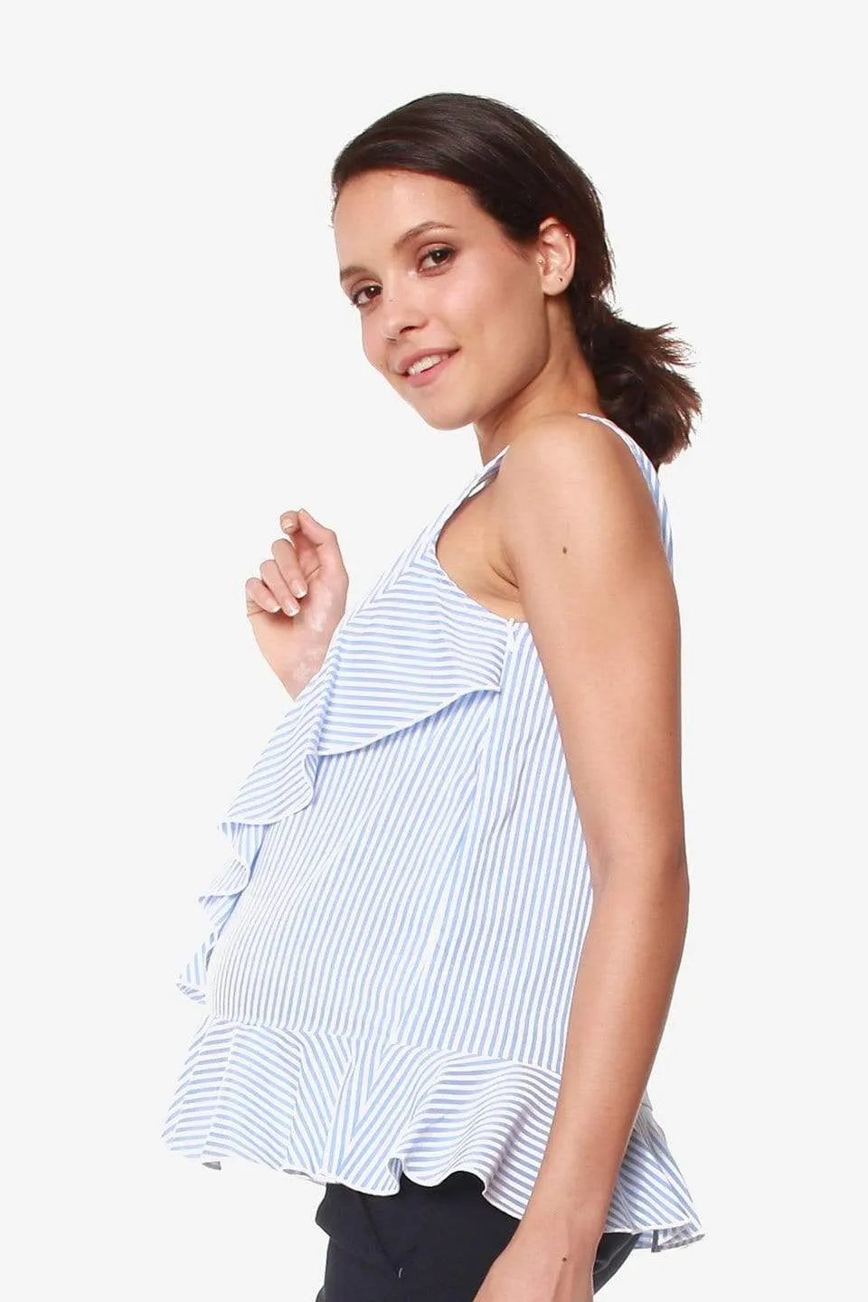 Carmeline Sleeveless Top Blue |  Spring Maternity