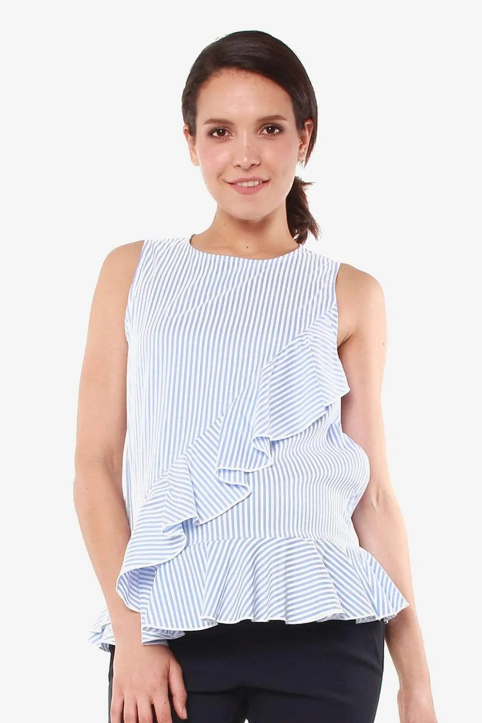 Carmeline Sleeveless Top Blue |  Spring Maternity