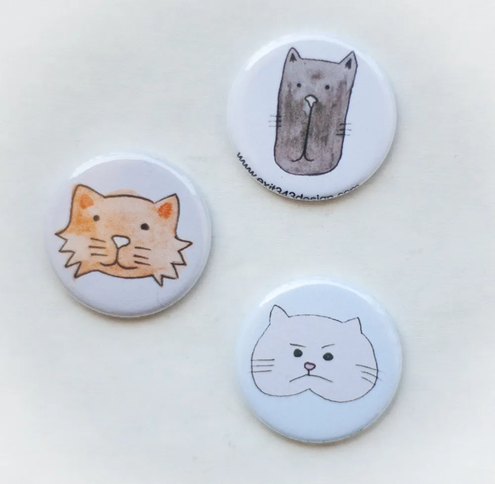 cat art magnet set two, gift for cat lover magnet set, orange cat magnet