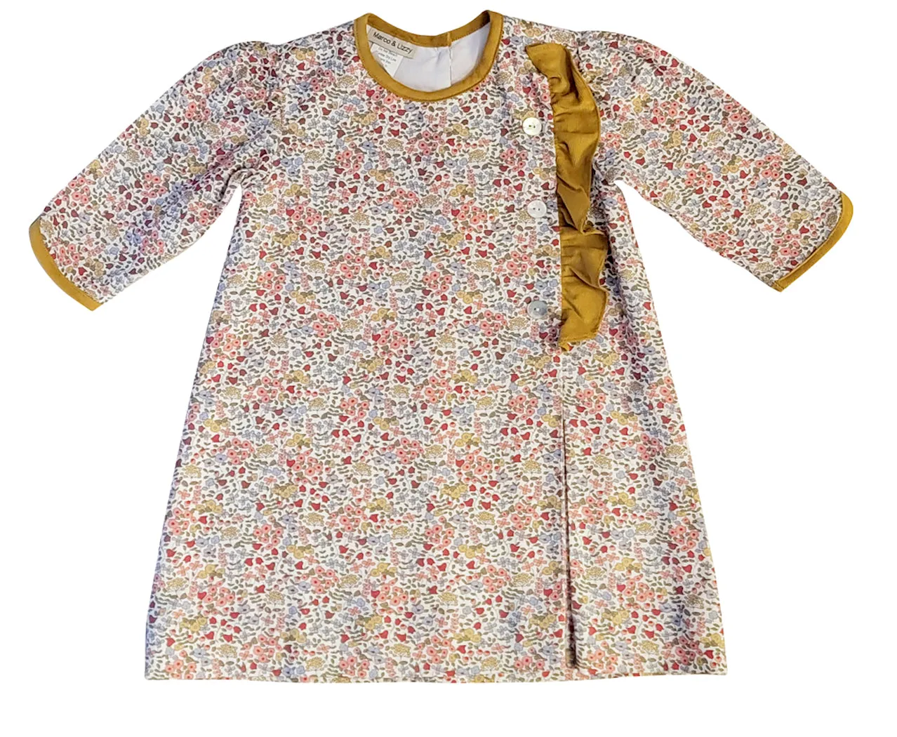 Celine - Fall Floral print with corduroy A-Line Girl Dress