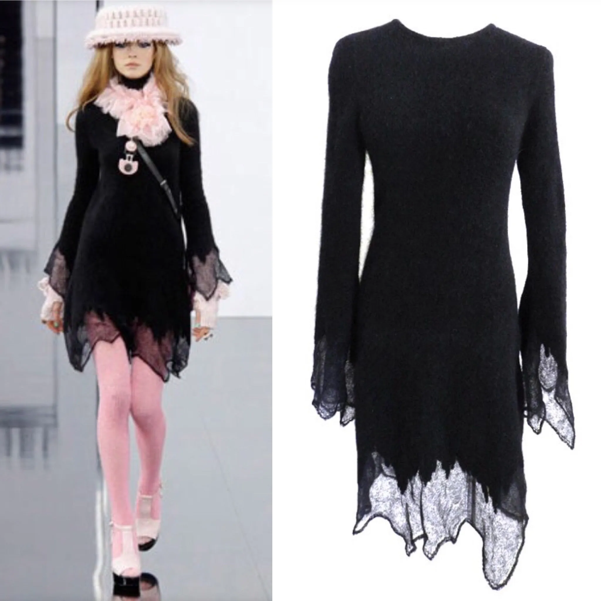 Chanel 09A 2009 Fall Runway Black Sweater Dress FR 34 US 4