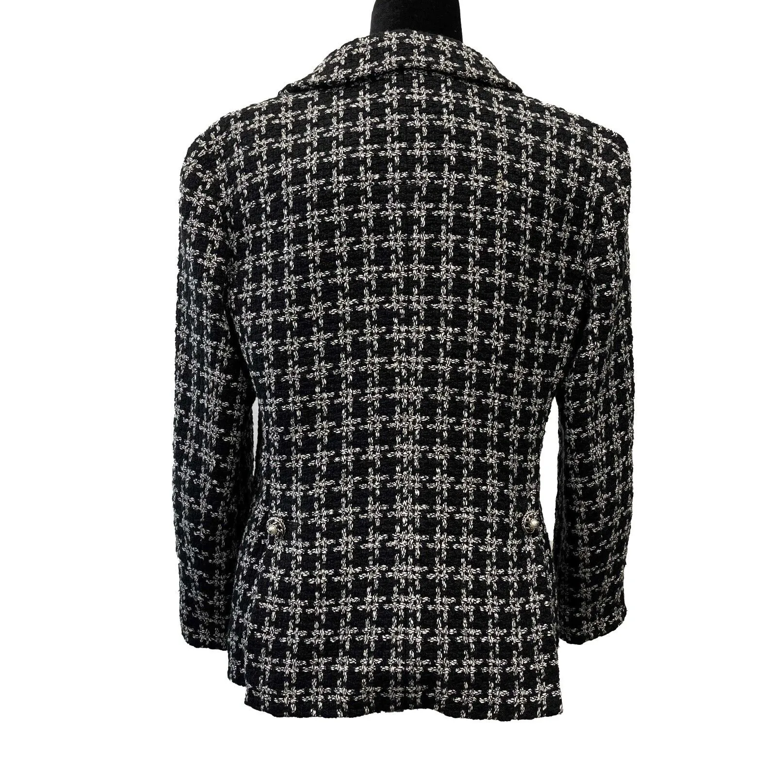 CHANEL - Black White Tweed CC Gripoix Button Jacket Size 44 US 12