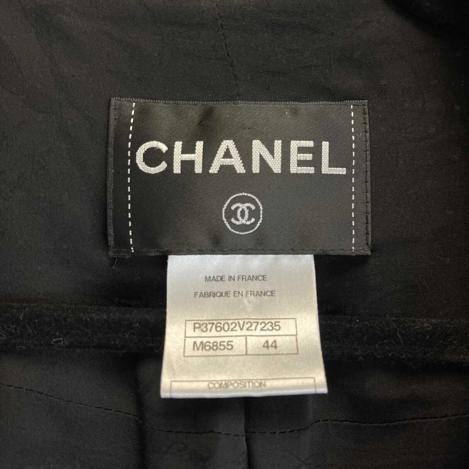 CHANEL - Black White Tweed CC Gripoix Button Jacket Size 44 US 12