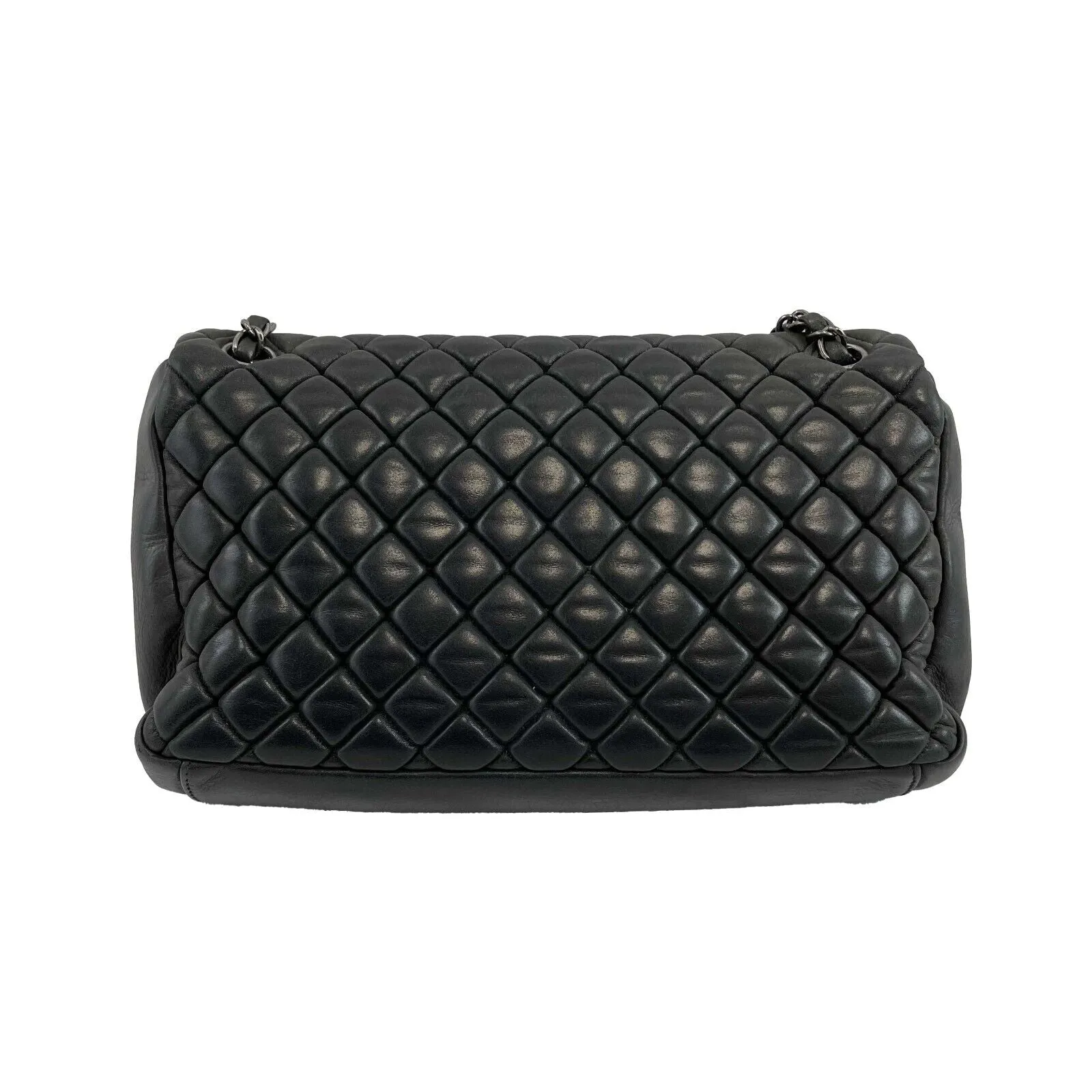 Chanel Bubble Flap Quilted Medium Flap CC Black Leather 2012