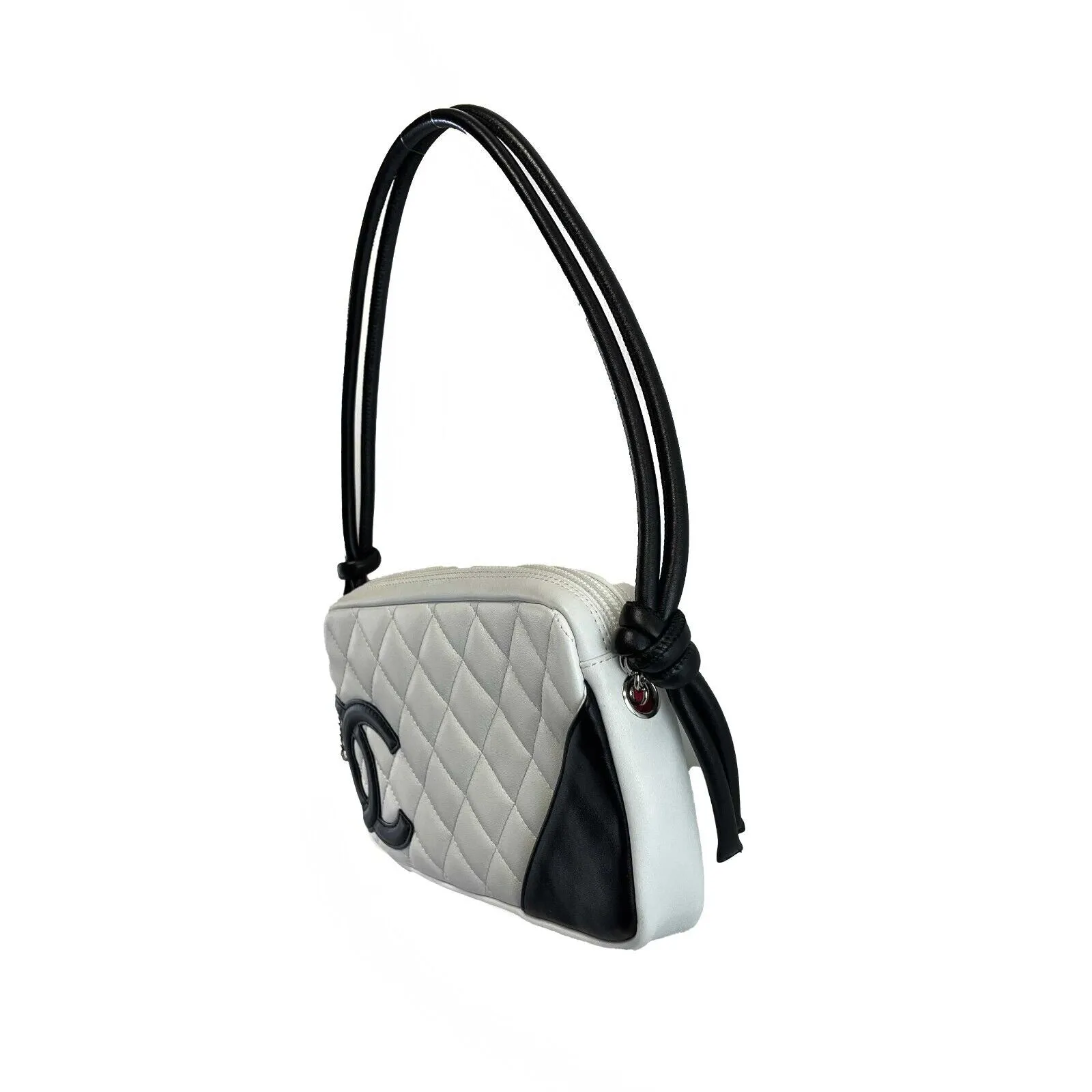 Chanel Ligne Cambon Quilted Pochette White Black Shoulder Bag