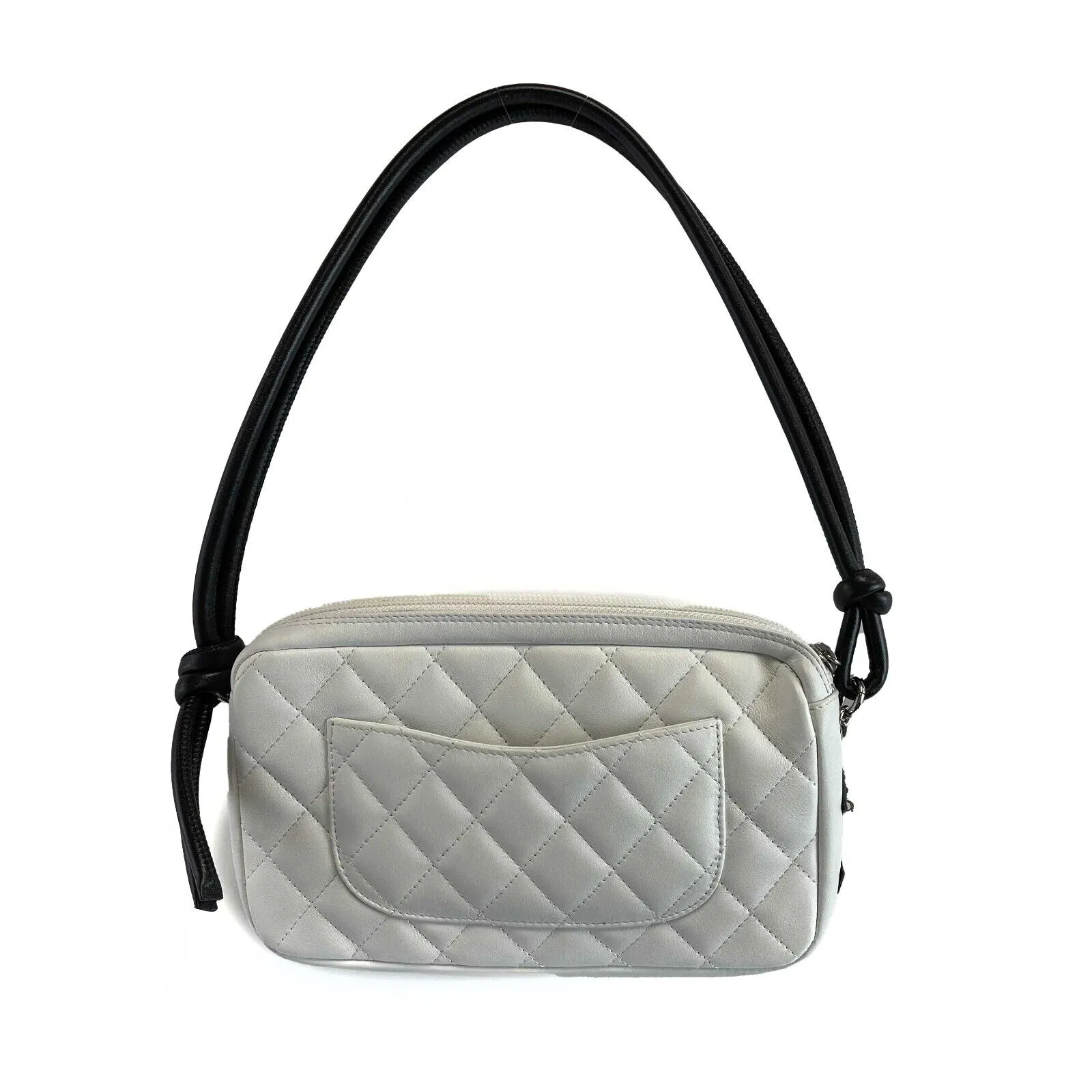 Chanel Ligne Cambon Quilted Pochette White Black Shoulder Bag