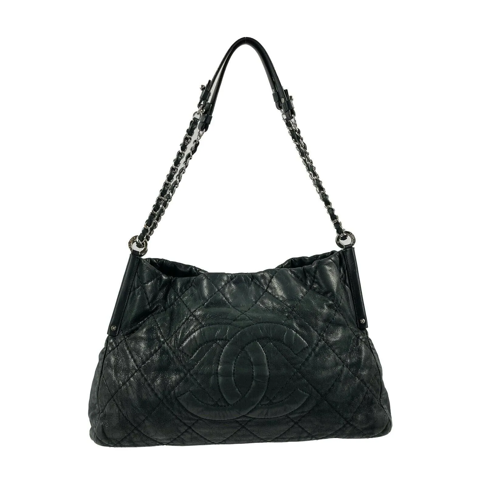 CHANEL - Sea Hit Black Iridescent CC Calfskin Medium Shoulder Bag