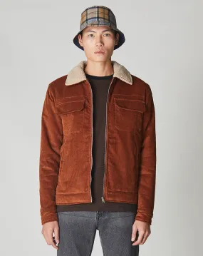 CHIDO CORD SHERPA COLLARED MENS JACKET | GINGER BROWN