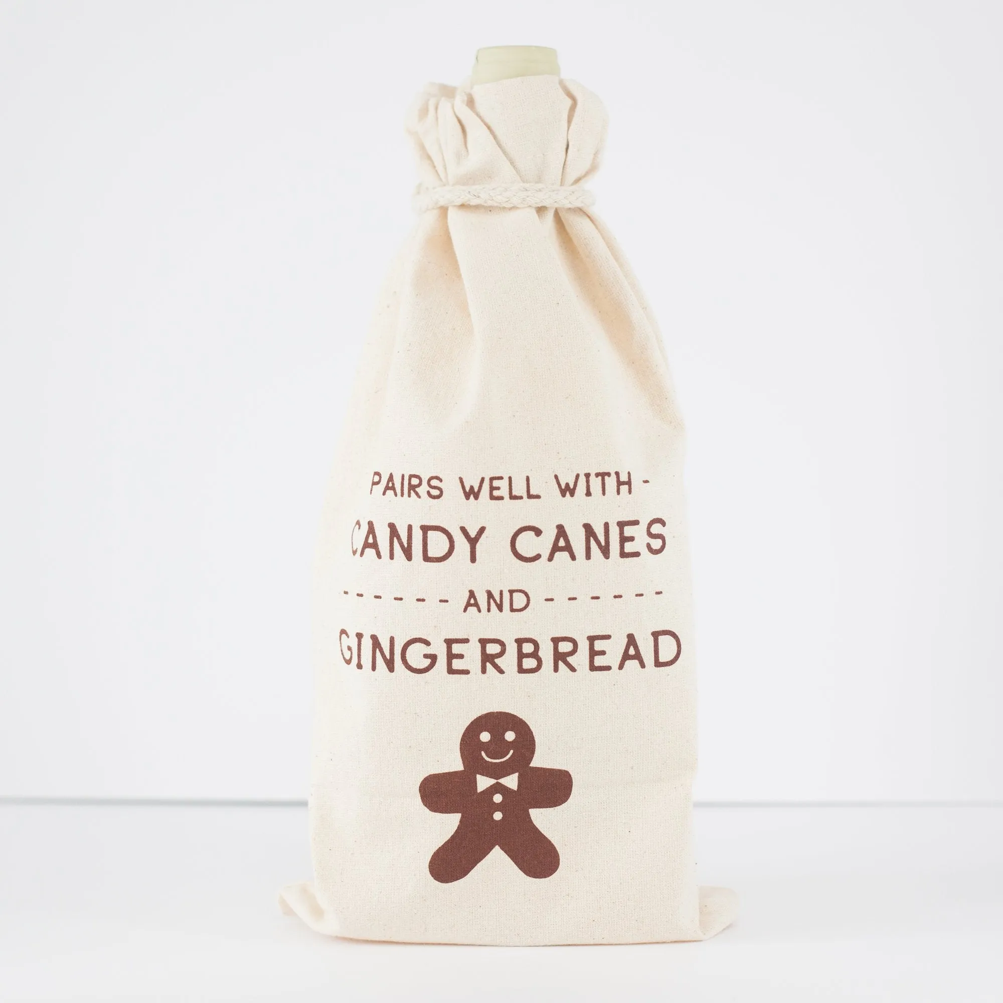 Christmas gift bag, wine gift bag, hostess gift idea, pairs well with gingerbread booze bag