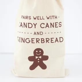 Christmas gift bag, wine gift bag, hostess gift idea, pairs well with gingerbread booze bag