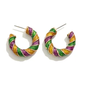 Chunky - A Pair of Chunky Mardi Gras Glitter Fleur Earrings