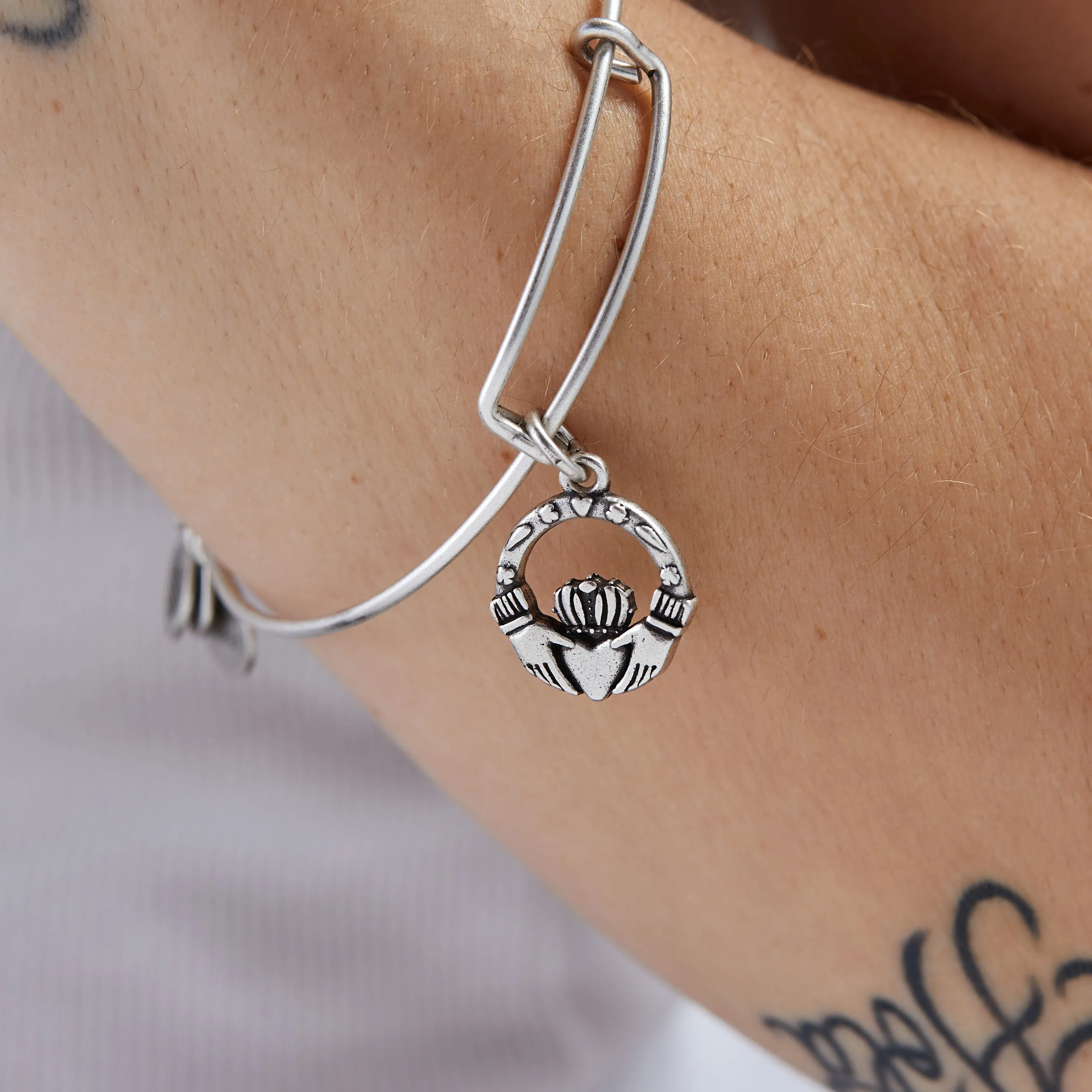 Claddagh Charm Bangle Bracelet