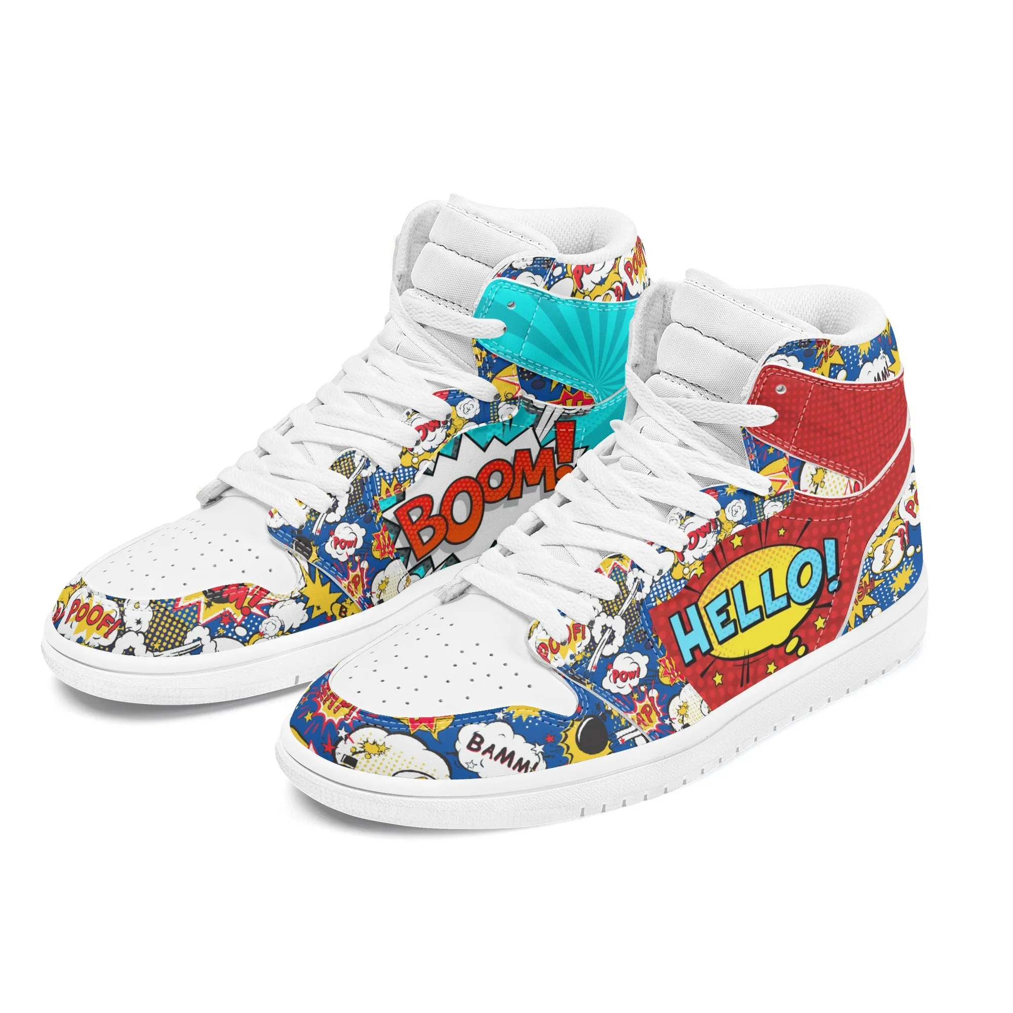 Comic Book High Top Leather Sneakers