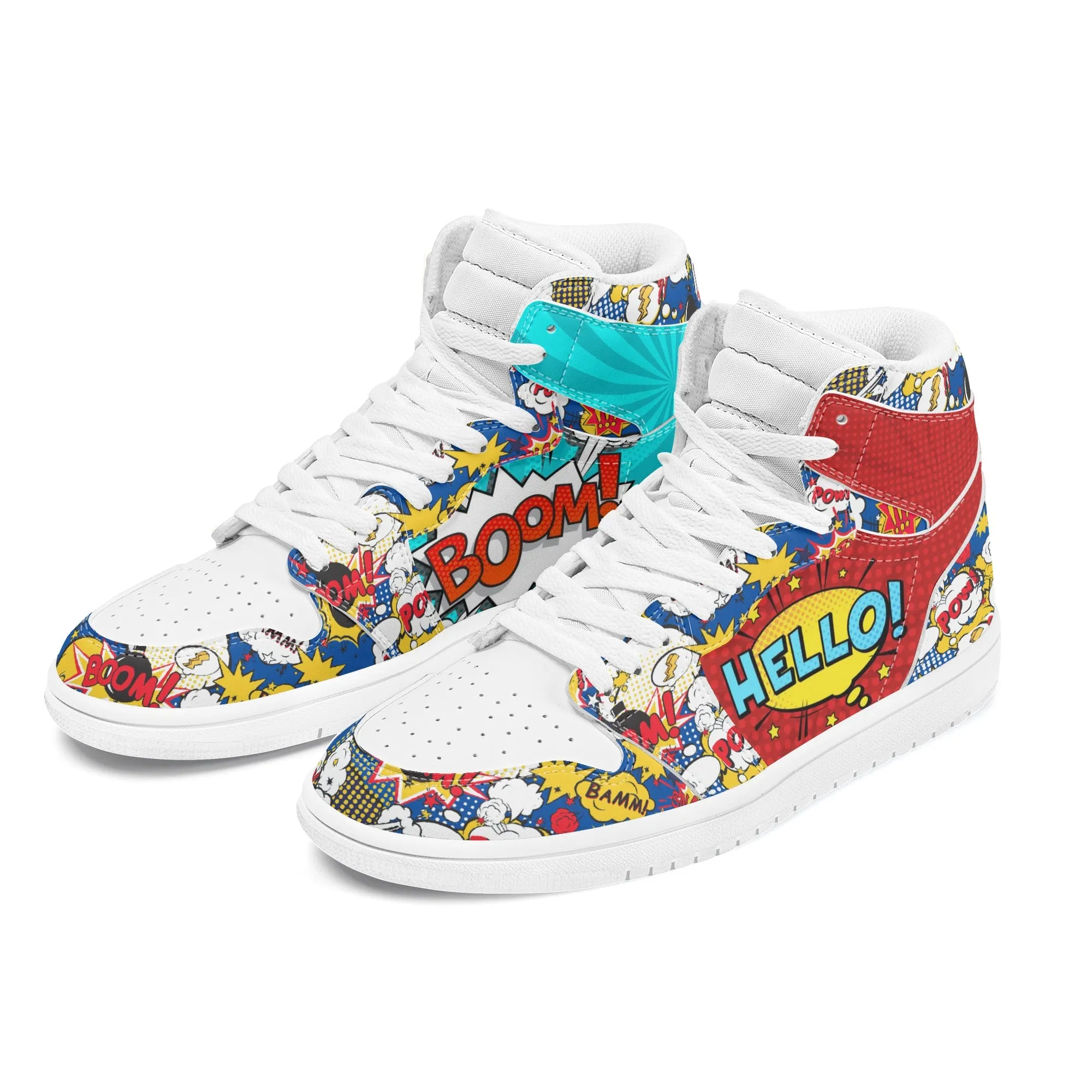 Comic Book High Top Leather Sneakers