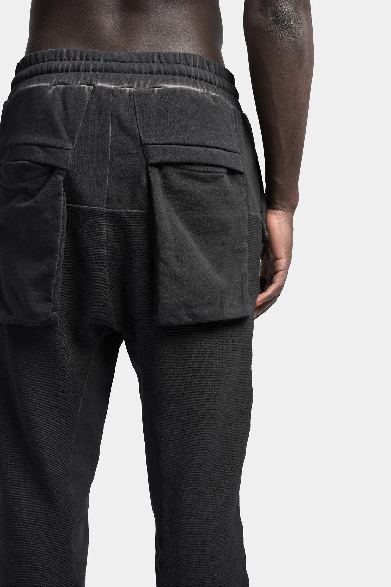 Contrast cotton sweatpants, Black oil