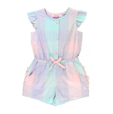 Cotton Candy Plaid Tie Waist Romper by Ruffle Butts