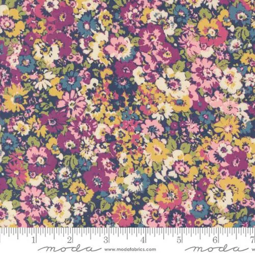 Cotton Fabric CHELSEA GARDEN LAWNS Navy Multi 33744 11LW by Moda Fabrics