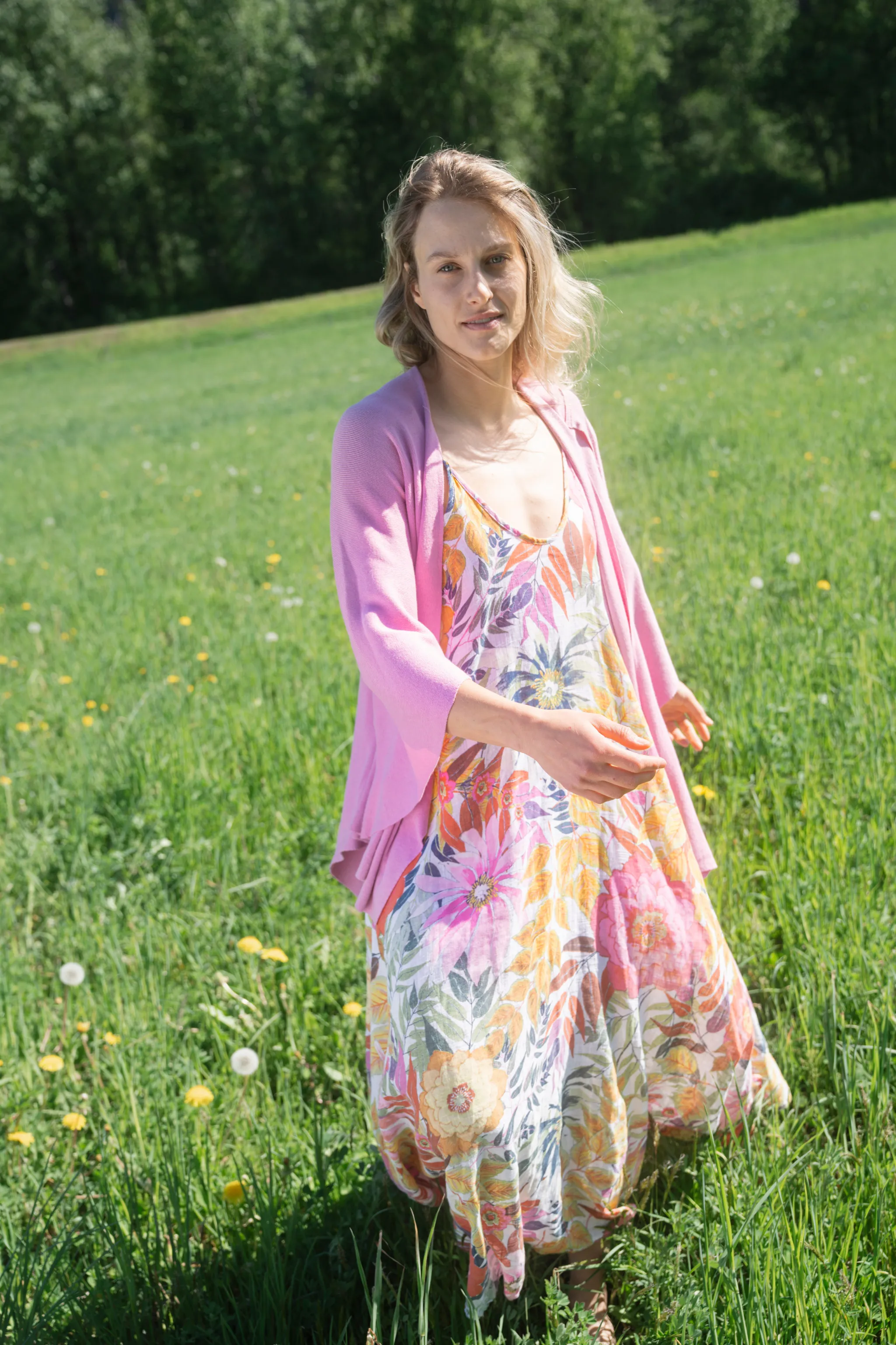 Cotton - Floral Dress - White Print