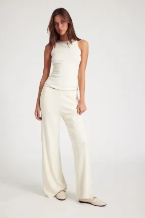 Creme Rib Wide Leg Pants