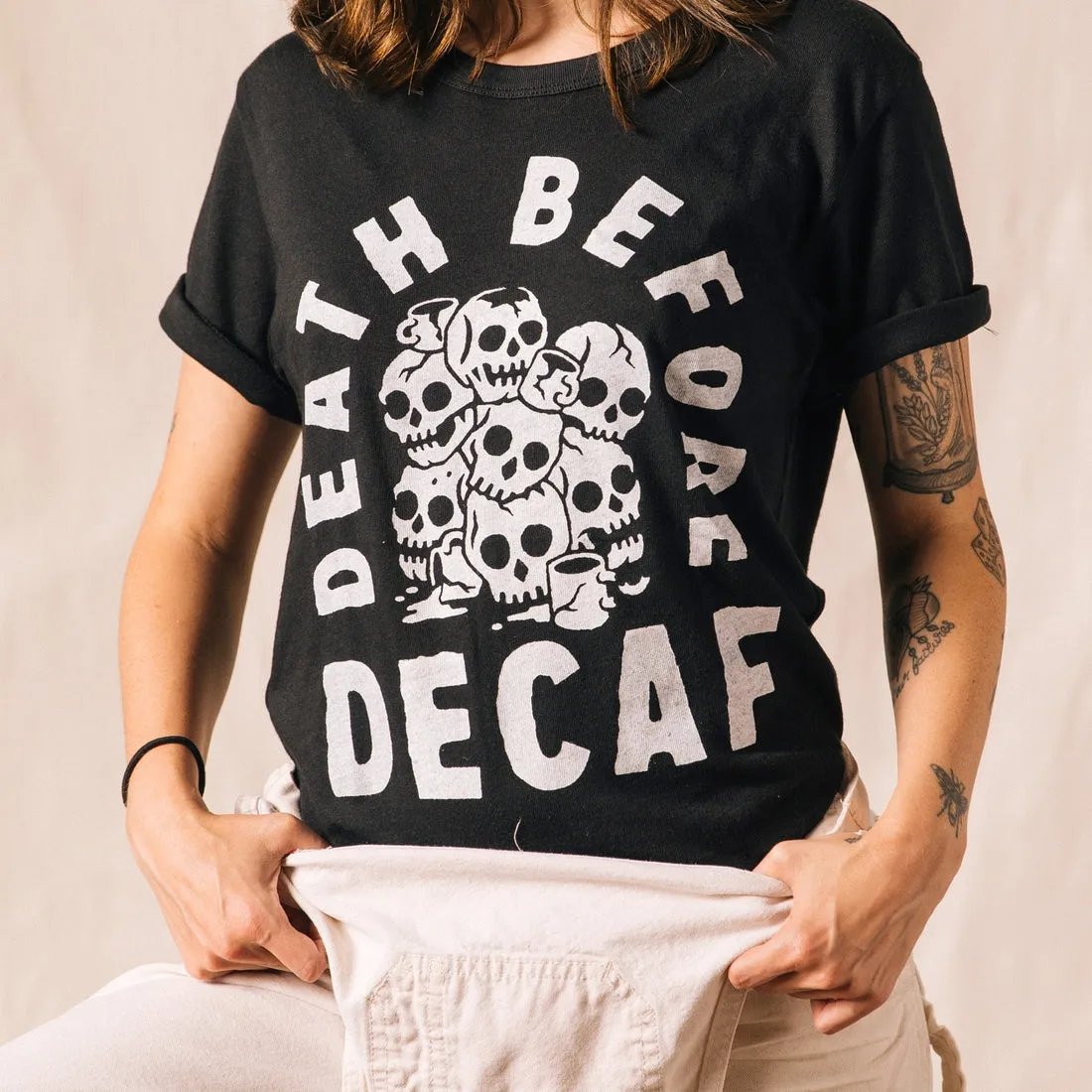 Death Before Decaf Unisex Graphic Tee