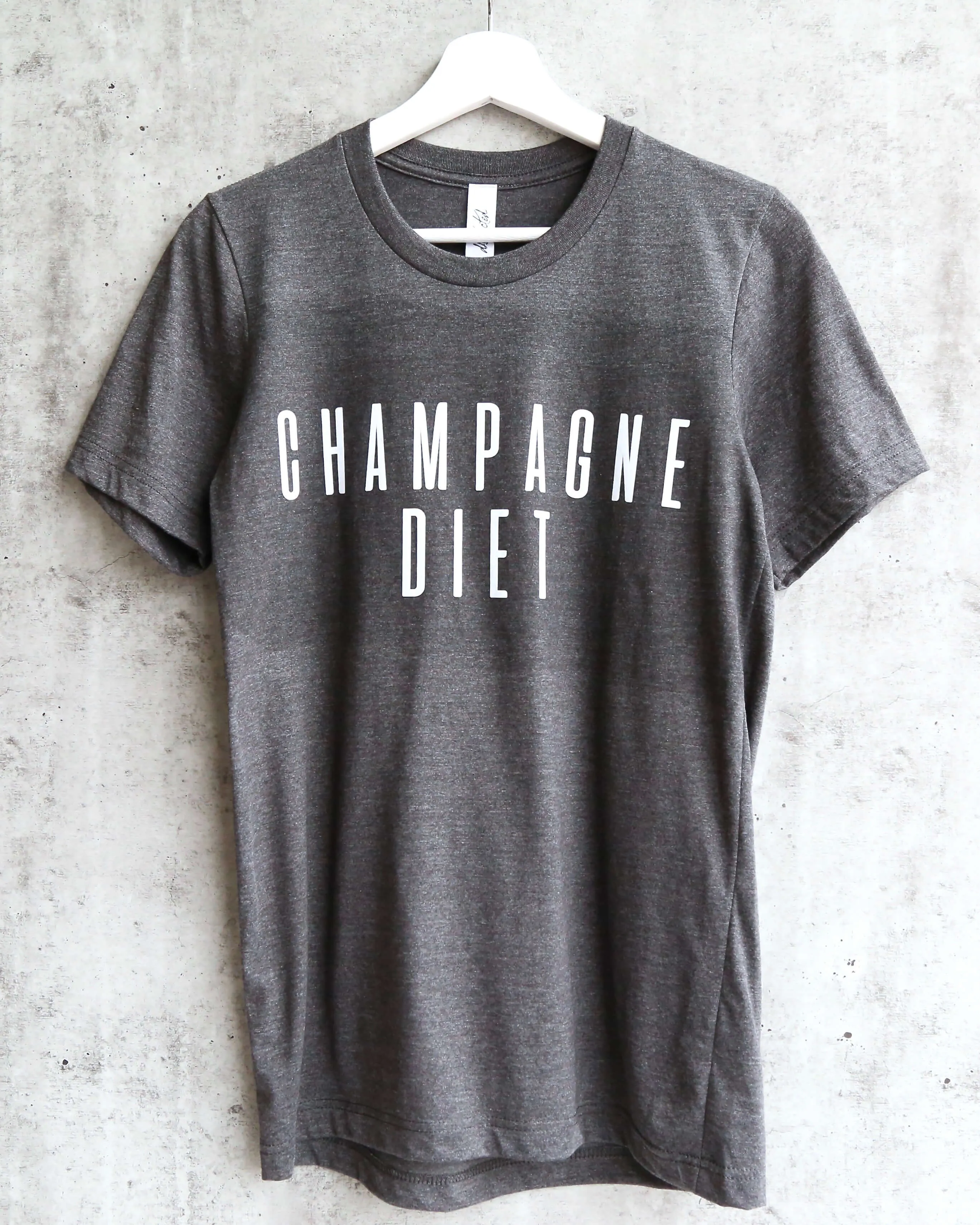 Distracted - Champagne Diet Unisex Graphic Tee in Dark Heather Grey