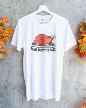 Distracted - I'm All About The Baste Thanksgiving Unisex Graphic Tee in White