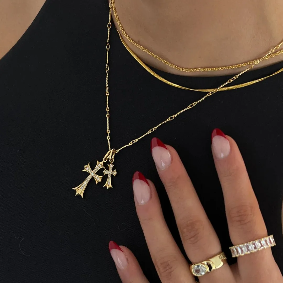 Double Cross Pendant Necklace