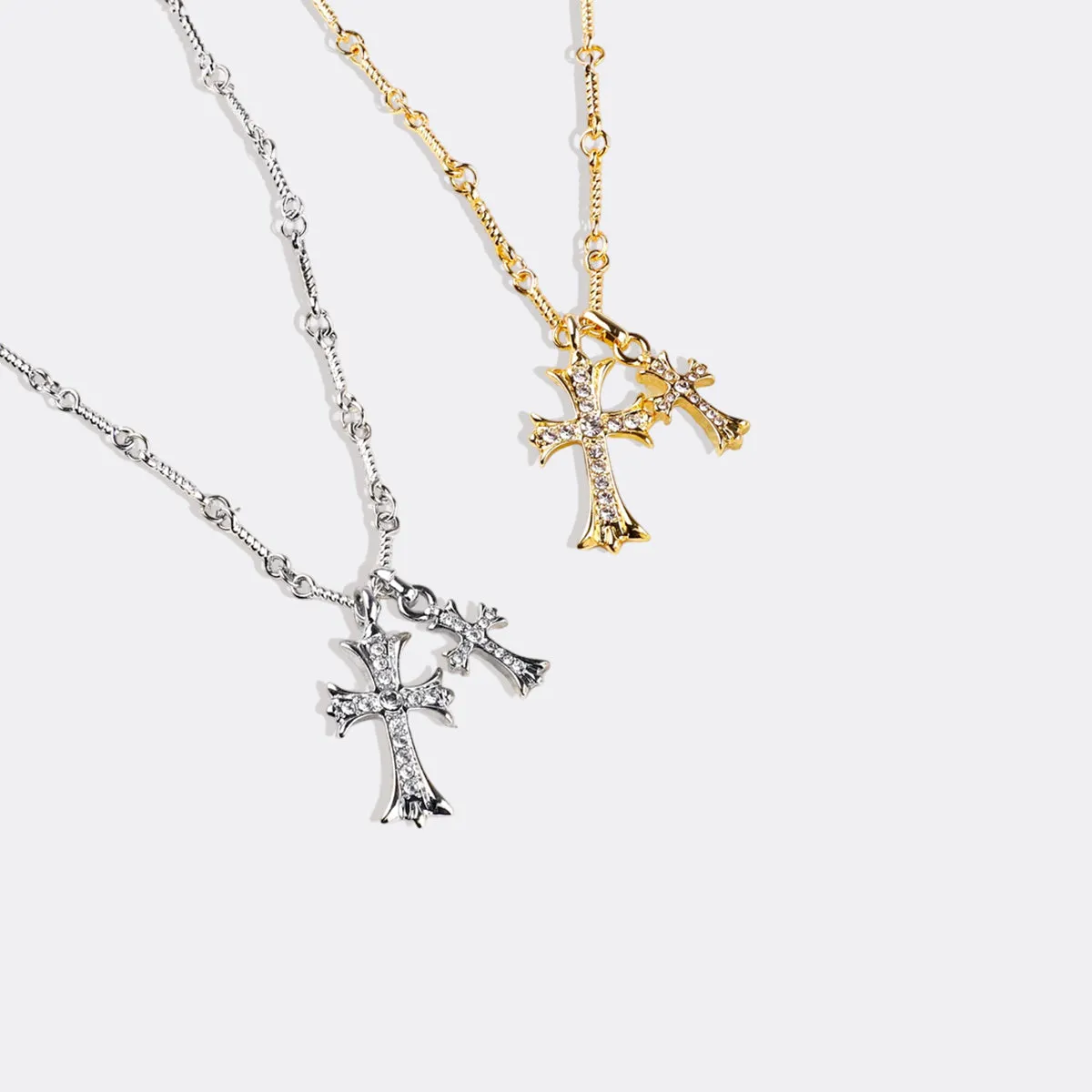 Double Cross Pendant Necklace