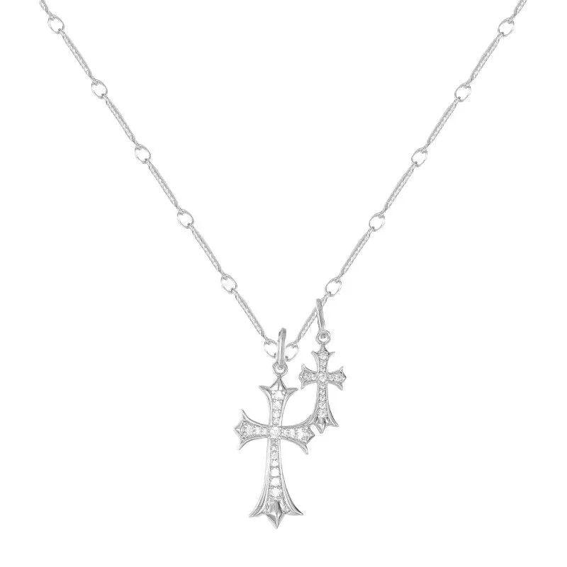 Double Cross Pendant Necklace