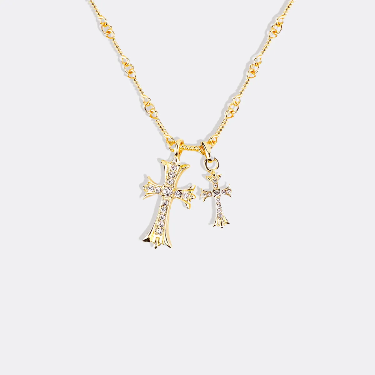 Double Cross Pendant Necklace