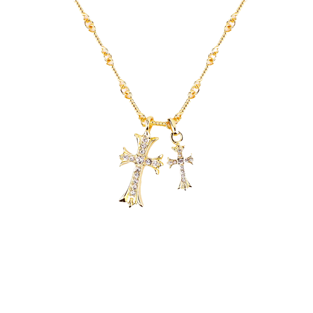 Double Cross Pendant Necklace