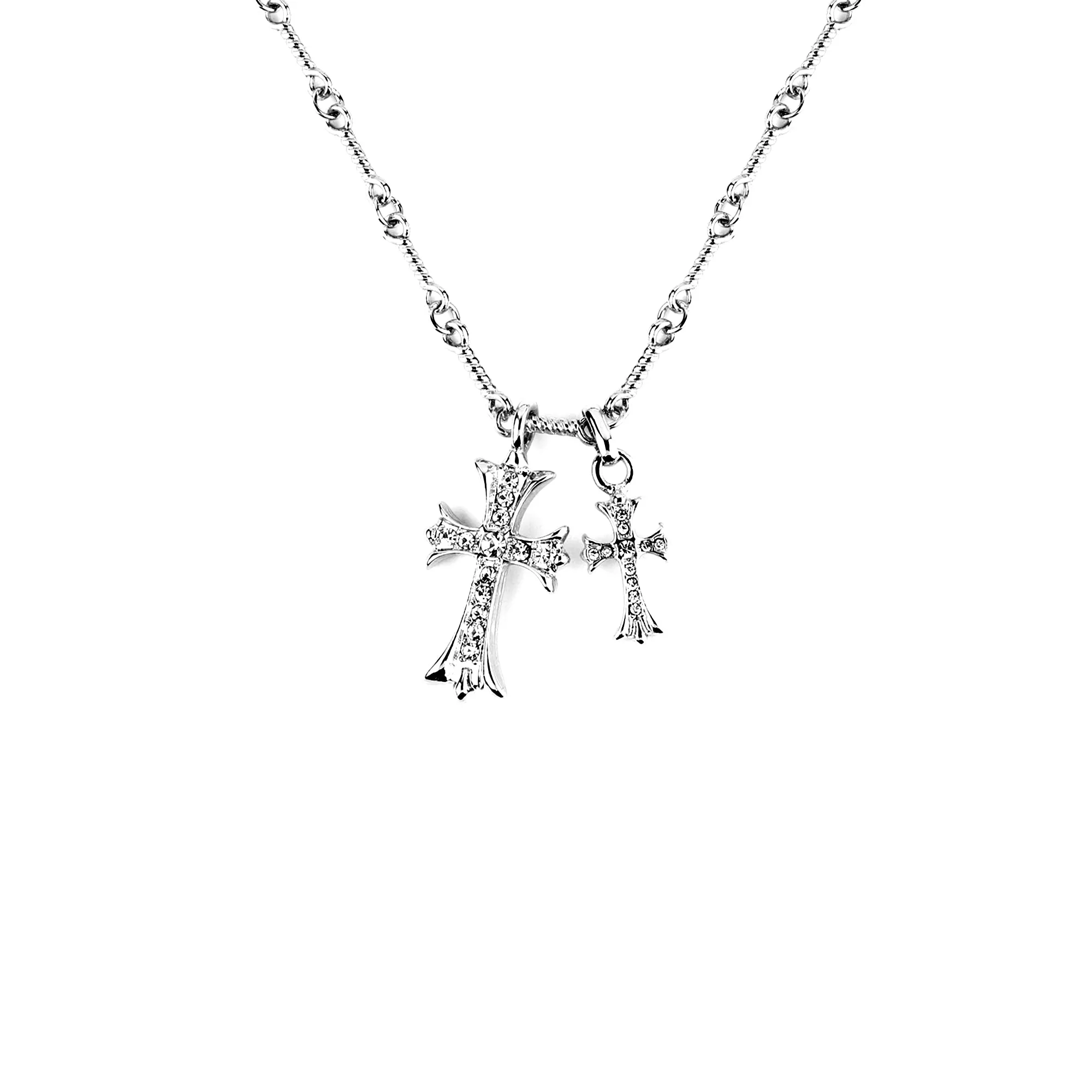 Double Cross Pendant Necklace