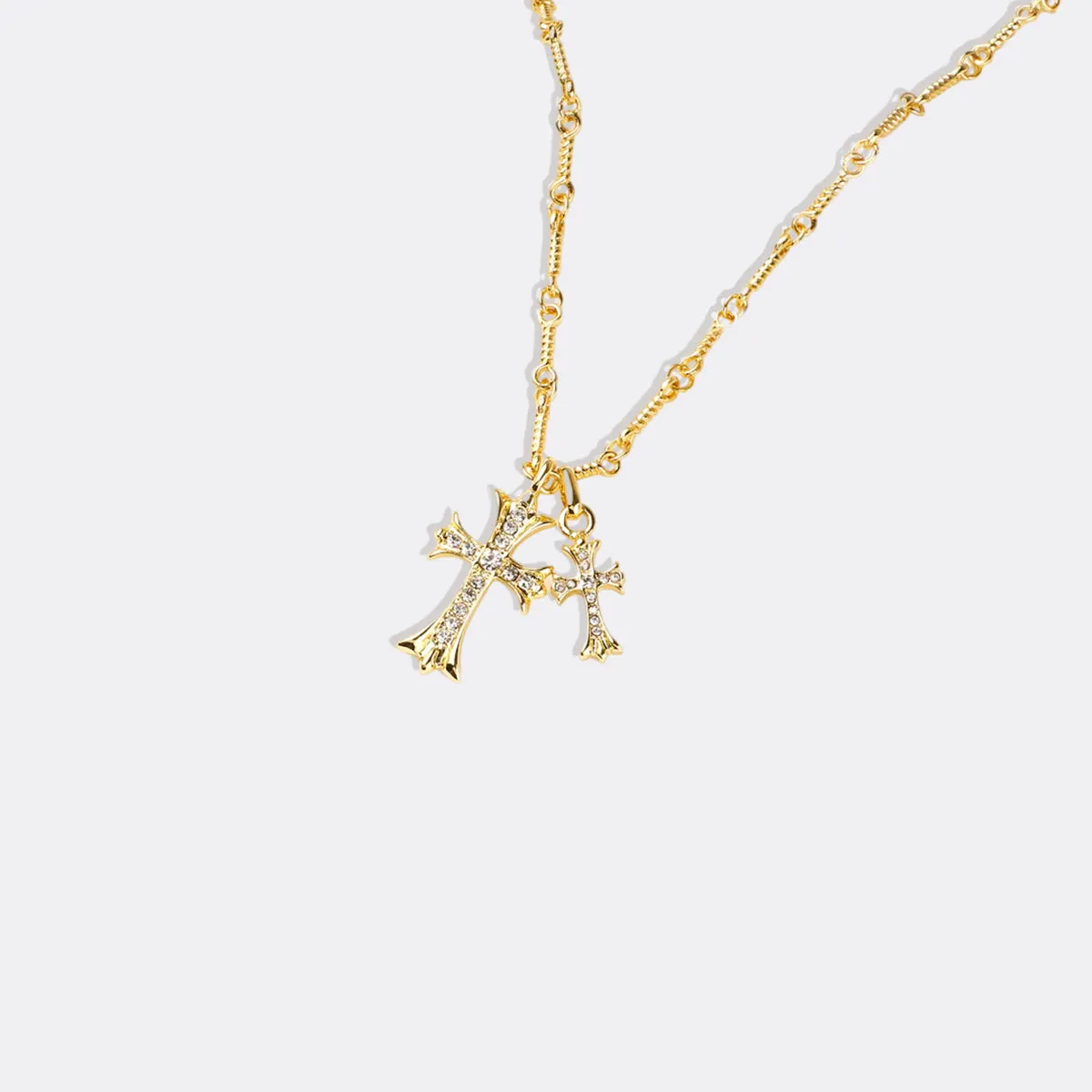 Double Cross Pendant Necklace