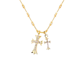 Double Cross Pendant Necklace