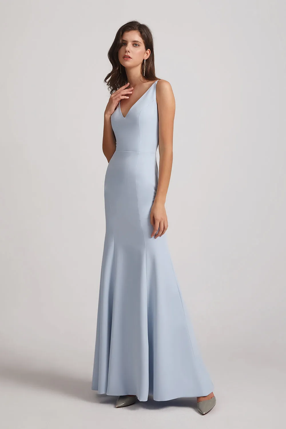 Double V-Neck Strappy Mermaid Bridesmaid Dresses (AF0080)