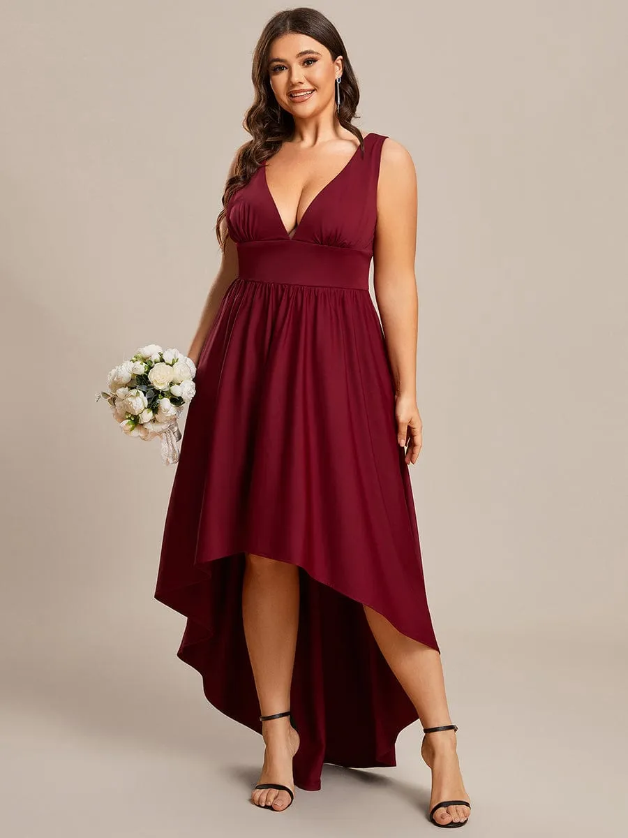 Elegant High-Low Sleeveless Empire Waist Bridesmaid Dress