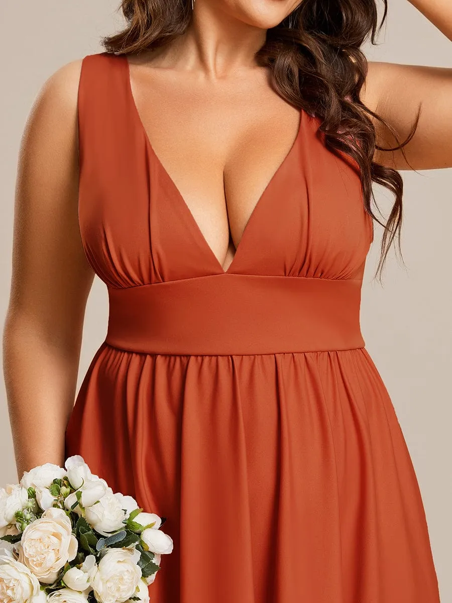 Elegant High-Low Sleeveless Empire Waist Bridesmaid Dress