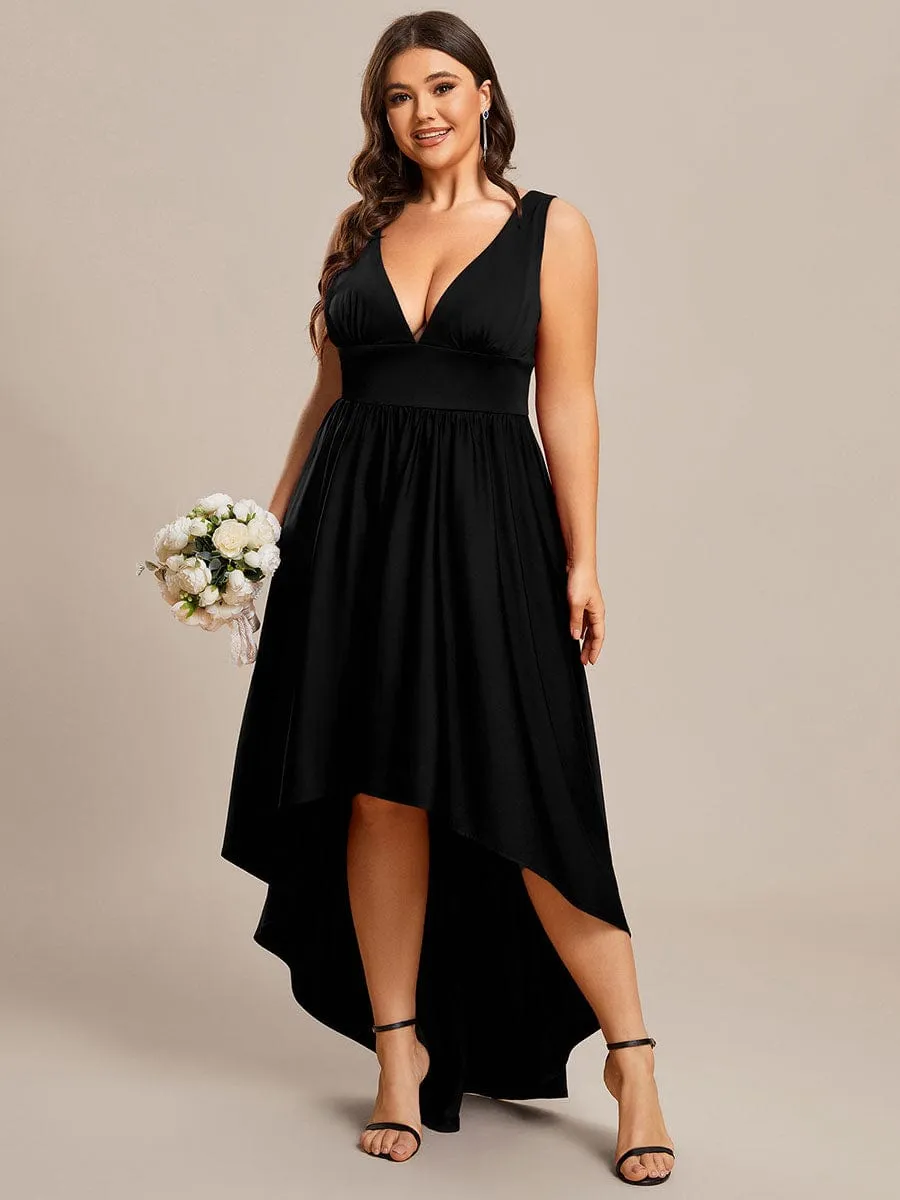 Elegant High-Low Sleeveless Empire Waist Bridesmaid Dress