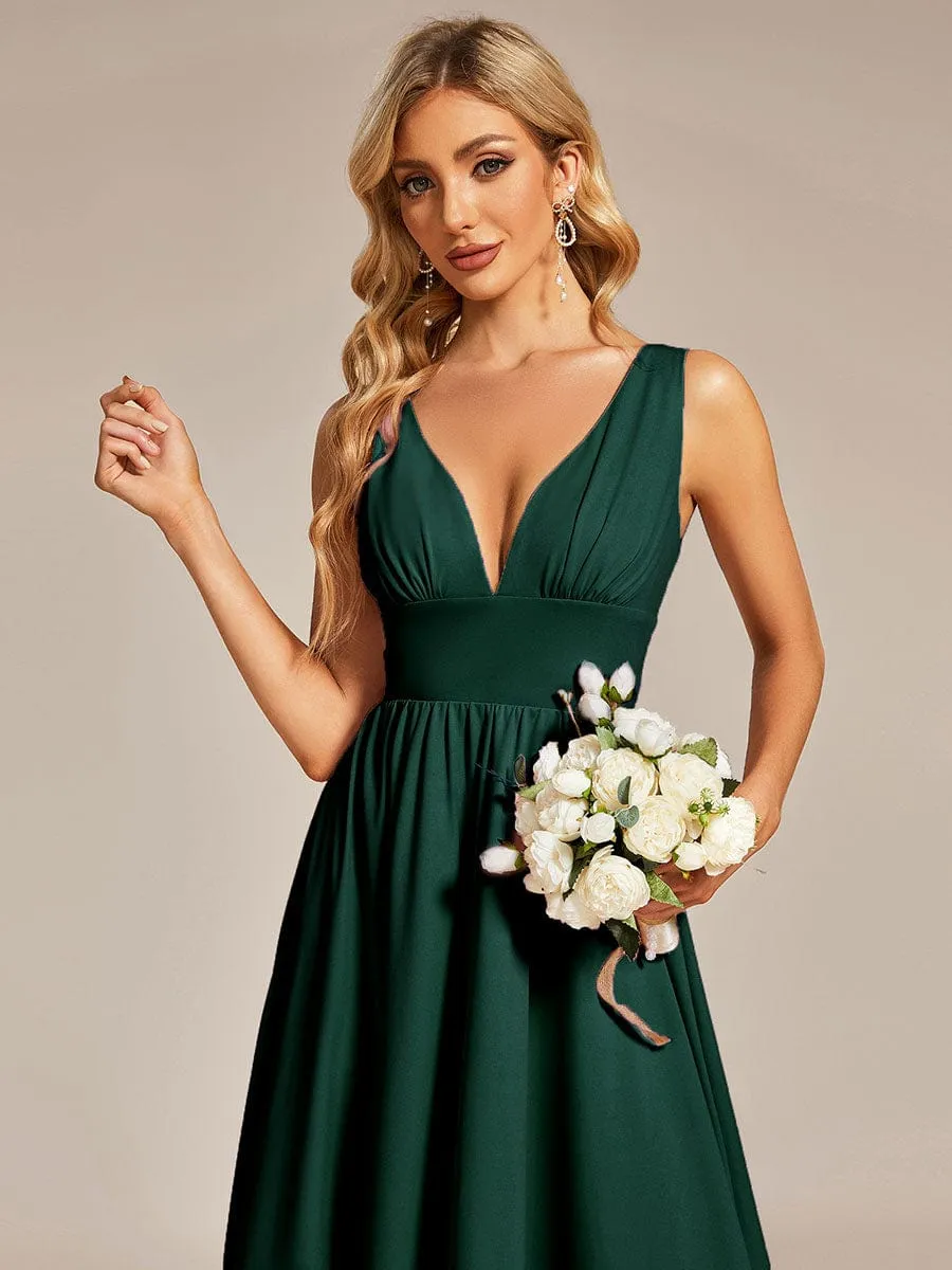 Elegant High-Low Sleeveless Empire Waist Bridesmaid Dress