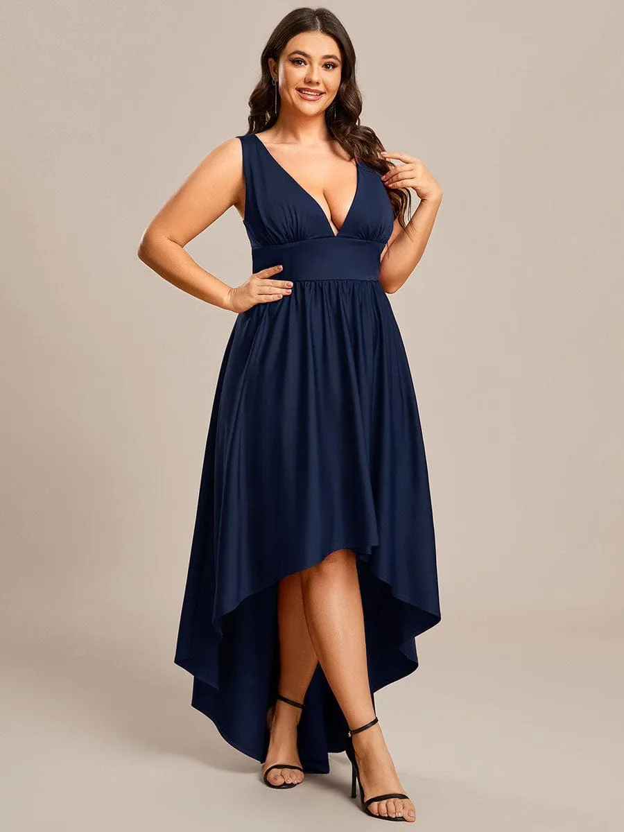 Elegant High-Low Sleeveless Empire Waist Bridesmaid Dress