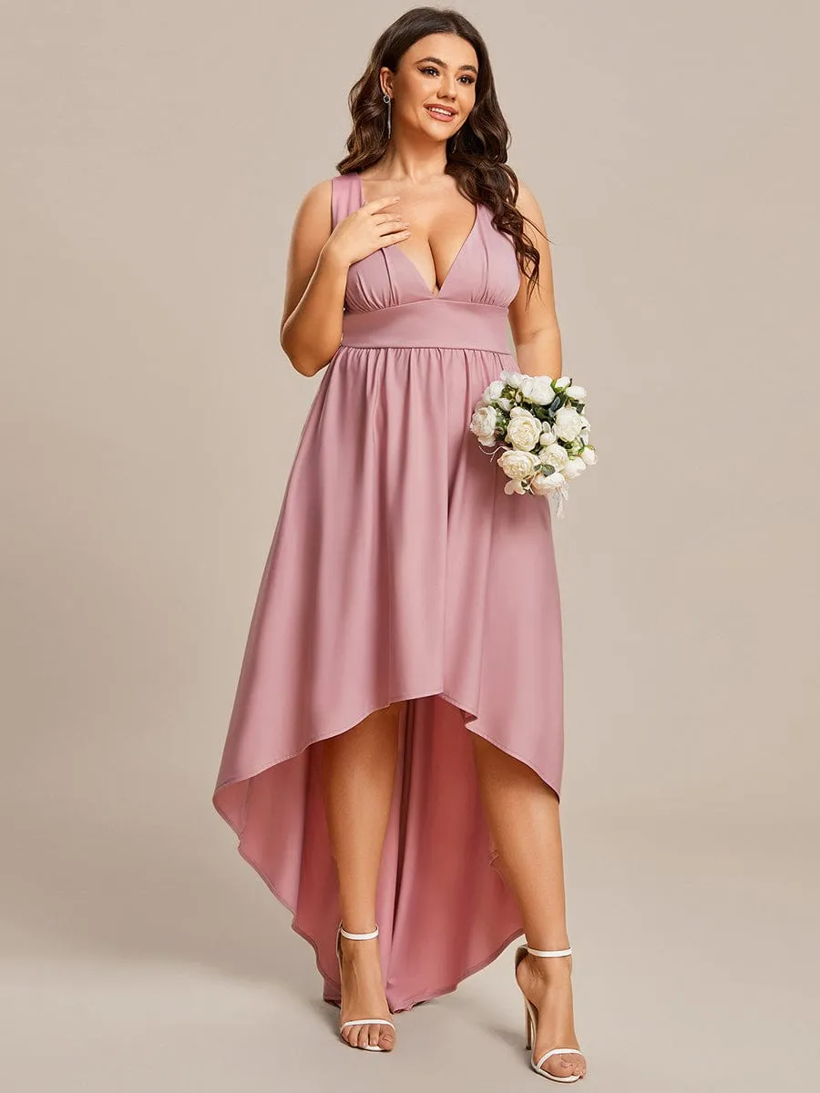 Elegant High-Low Sleeveless Empire Waist Bridesmaid Dress