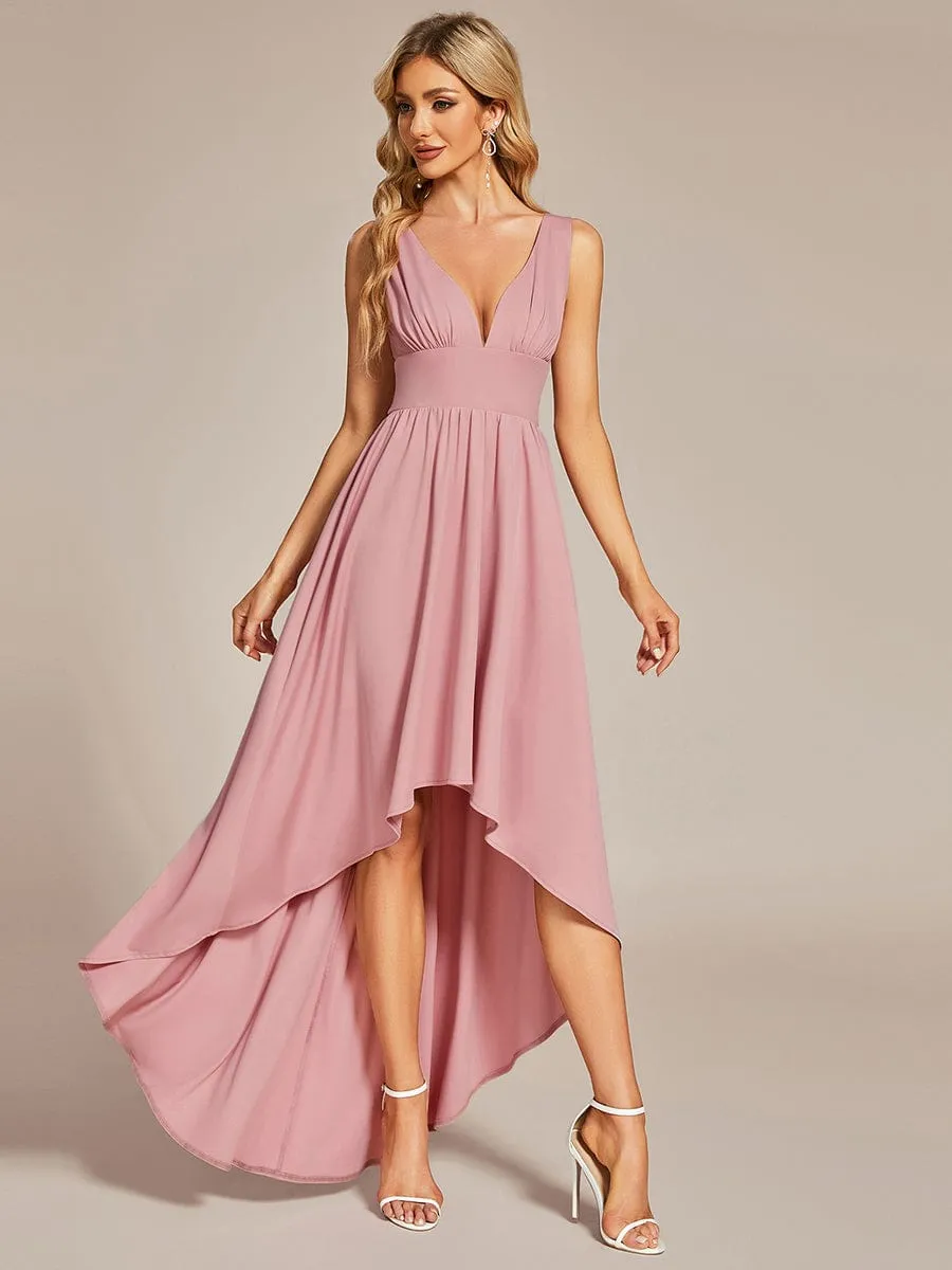 Elegant High-Low Sleeveless Empire Waist Bridesmaid Dress