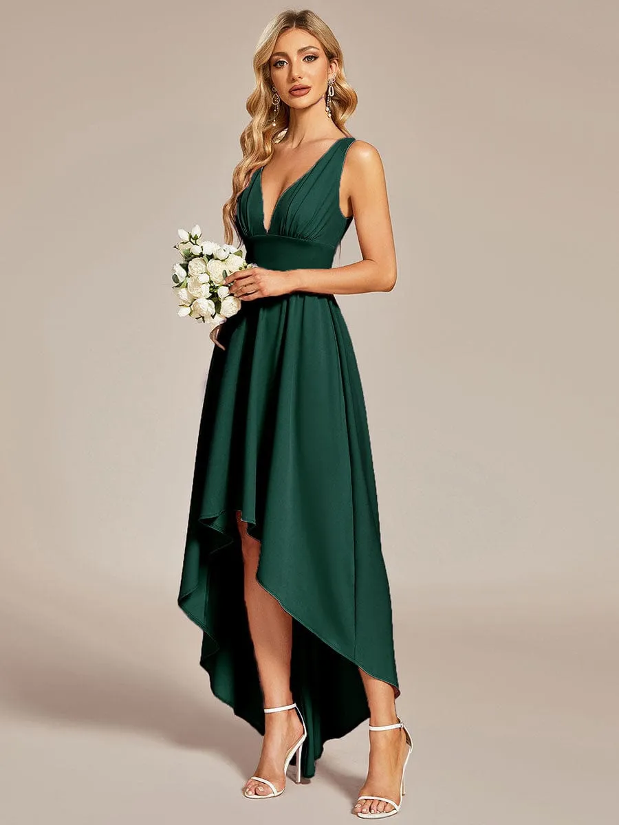 Elegant High-Low Sleeveless Empire Waist Bridesmaid Dress